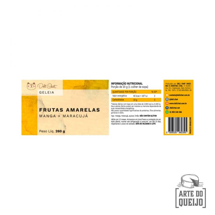 Geleia de Frutas Amarelas Deli Chat - 260g - Informações Nutricionais