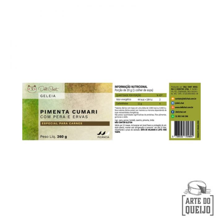 Geleia de Cumari com Pera e Ervas DeliChat - 260g - Informações Nutricionais